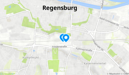 Kartenausschnitt rent a bike Regensburg